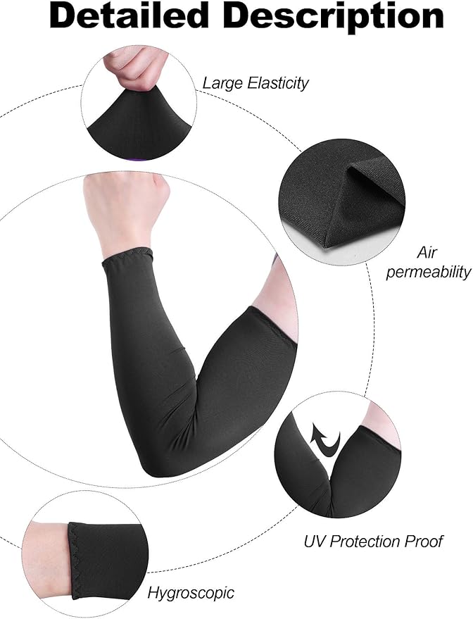 Bememo 16 Pairs UV Sun Protection Arm Sleeves for Men Women Cooling Arm Sleeves for Sports Workouts Tattoo Covers