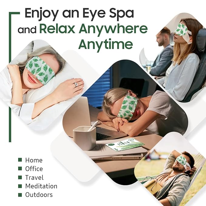 BeHoomi 20 Packs Steam Eye Mask, Heated Eye Mask Warm Compress for Eyes, Disposable Self Heating Steam Mask for Home, Sleep, Spa, Travel Essentials & Relaxation Gifts for Women (Tea Tree)