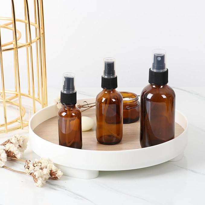 STARSIDE 24 Pack 1oz Amber Glass Spray Bottles with Fine Mist Sprayer,30 ml Glass Travel Bottles for Cosmetic Essential Oils Cleaning Solutions Perfumes & Liquids