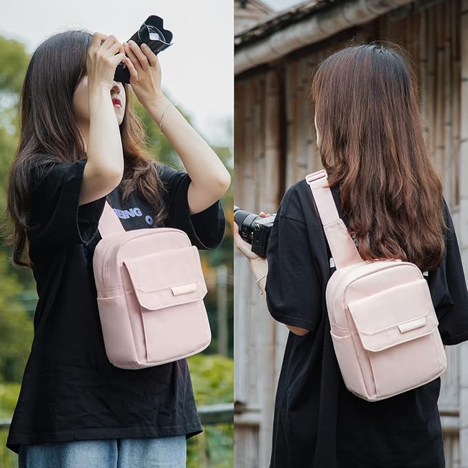 TULLIO Women Camera Bag, Small Lightweight Camera Sling Bag Waterproof DSLR/Mirrorless Crossbody Case with Rain Cover Everyday Shoulder Photgraphy Bag for Photographers