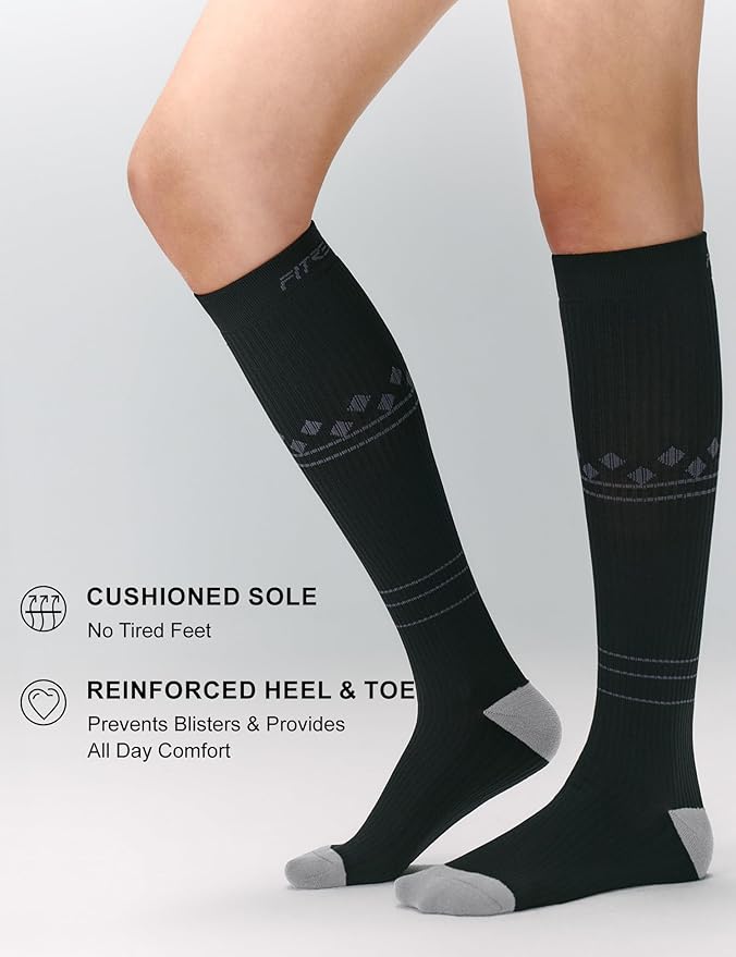 FITRELL 3 Pairs Compression Socks for Women and Men 20-30mmHg-Circulation Support Socks