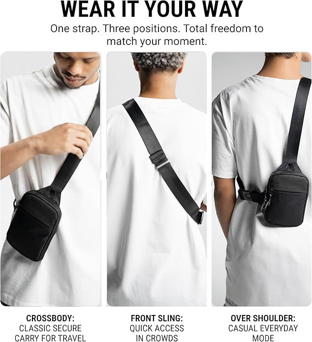 Travel Sling Bag for Men & Women - Small Water Resistant Crossbody Multipocket Chest Bag with Anti-Theft, RFID Blocking & Adjustable Strap for Casual, Outdoor, Work, Gym or Gift Ideas