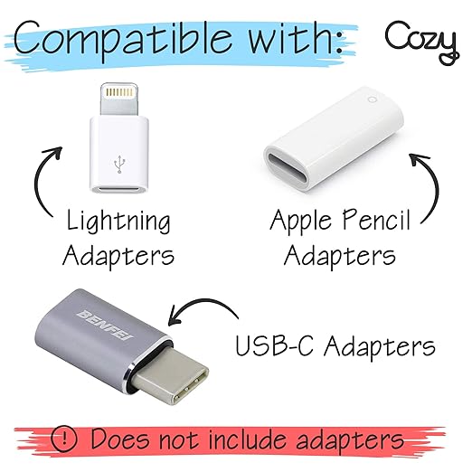 Cozy [10-Pack Silicone Charging Cable Keeper and Adapter Tether - Compatible with Micro USB and Apple Pencil Charging Components - Secure Black Cord Holders for Keychain, Car, and Travel