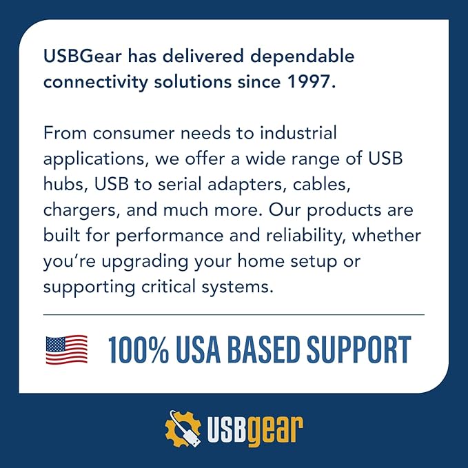 USBGear 7-Port USB Hub 3.2 Gen 1 – Mountable SuperSpeed Data Hub with USB Ports for Laptop, PC, Desktop, and More, 5V/4A Power Adapter with Type-A to Type-B Cable (3ft), Computer Accessories