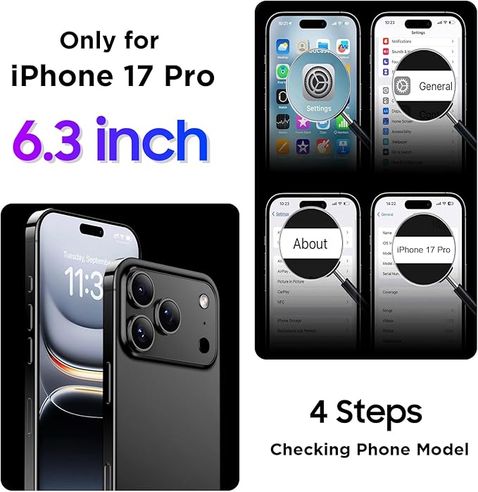 Magnetic Compatible with iPhone 17 Pro Case,Waterproof Built-in Screen & Camera Protector IP68 Underwater Full Body 17FT Military Dropproof Shockproof Phone Case 6.3"-Mag/Blue