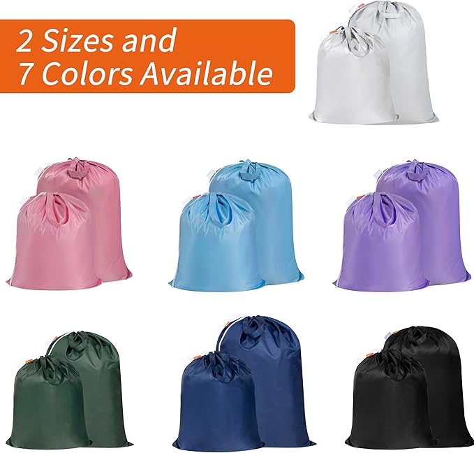 Polecasa Extra Heavy-Duty Laundry Bag 28x36”- Machine Washable Large Storage Bag with Reinforced Handles & Drawstring Closure & ID Tag for College Dorm Travel - Pink