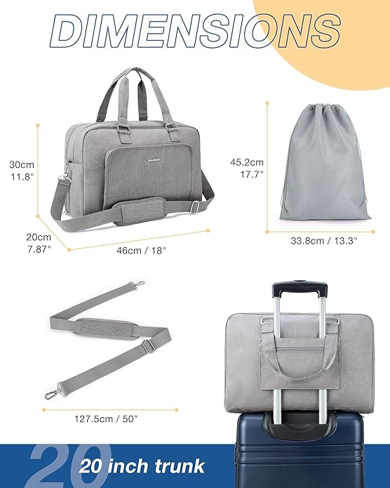 BAGSMART Weekender Bags for Women, Travel Duffle Overnight Bag Personal Item Bag with Shoe Bag for Travel Essentials