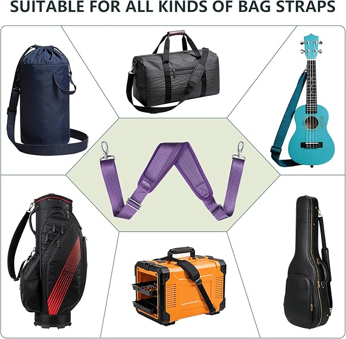67 Inch Shoulder Straps, Soft with Ultra-Thick Fixed Shoulder Pad, Two Way Independently Adjustable Buckle Replacement Straps for Laptop Bag Messenger Bag Tool Bag Luggage,Purple