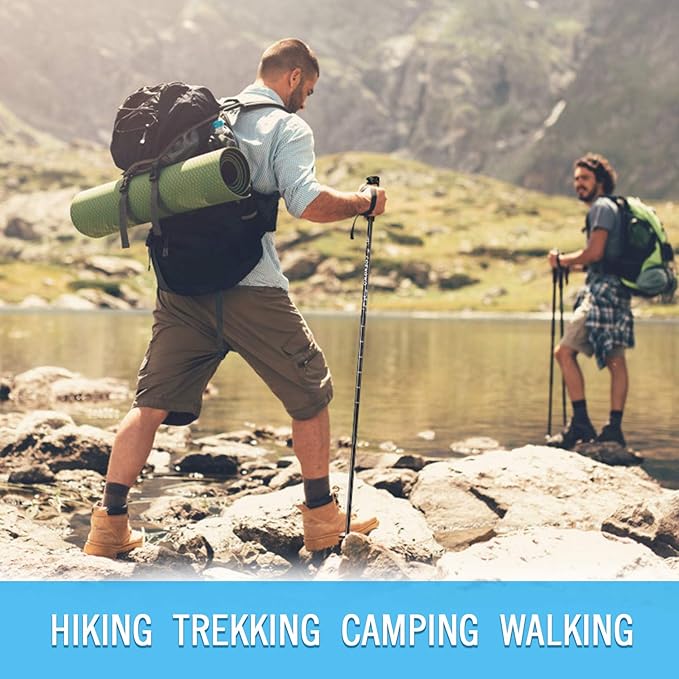 Trekking Poles Collapsible Hiking Poles, COENGWO Aluminum 7075 Walking Poles Sticks with Adjustable Lock for Mountaineering, Camping, Backpacking, 2 Poles