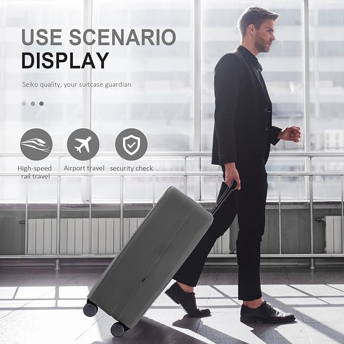 Travel Luggage Cover - Scratch-Resistant Fit 19-31 Inch Suitcase Protector (Slate Gray, L(26-27 inch))
