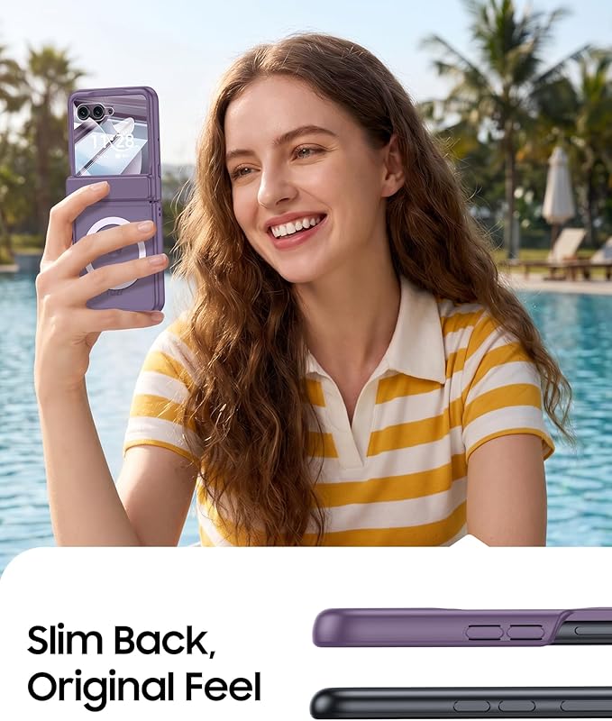 Magnetic for Motorola Razr Ultra 2026/2025 Case,Hinge Protection, Screen Protector, Compatible with MagSafe, Translucent Frosted, Shockproof Slim Cover for Razr Ultra 2026/2025-Purple