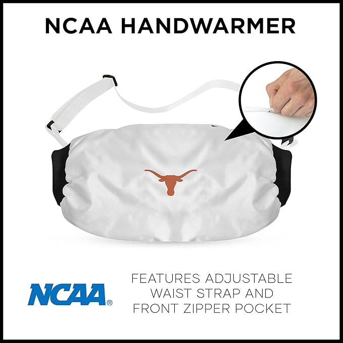 Northwest NCAA Texas Longhorns Hand Warmer with Adjustable Waist Strap, Officially Licensed Cold Weather Hand Muff for College Sports, Outdoor Sports, Insulated Pocket, Polyester, 7 x 15 in