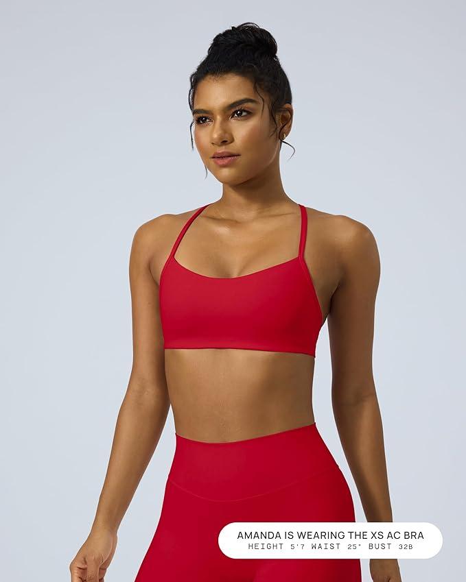 PAVOI ACTIVE Yoga Racerback Bras for Women - Buttery Soft Low Support Scoop Neck Y-Back Thin Strap Sports Bra - FlexFlow