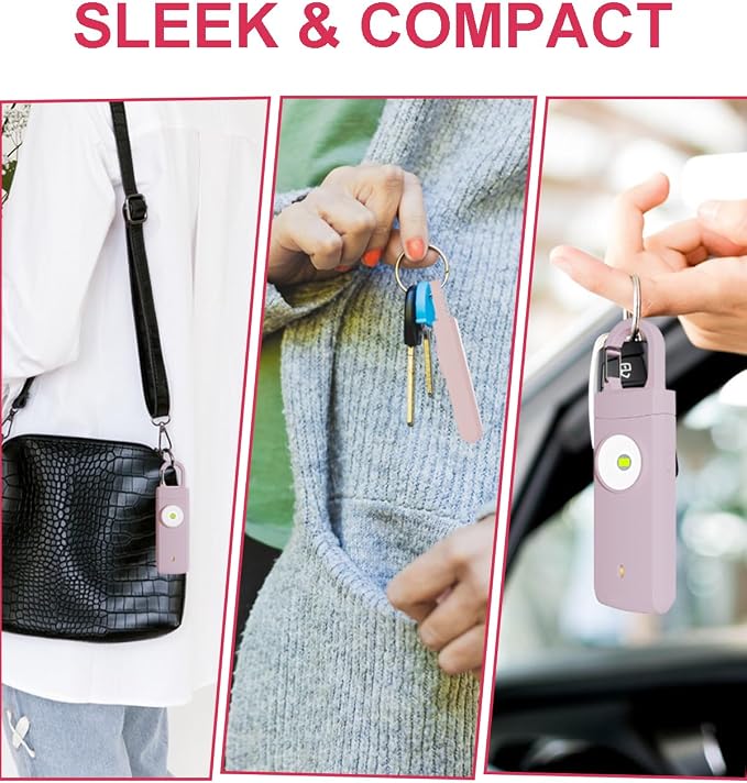 Rechargeable Personal Safety Alarm for Women, 130dB Loud Siren Birdie Sound, Strobe SOS LED Light, USB C Charging, Personal Alarm Keychain for Women
