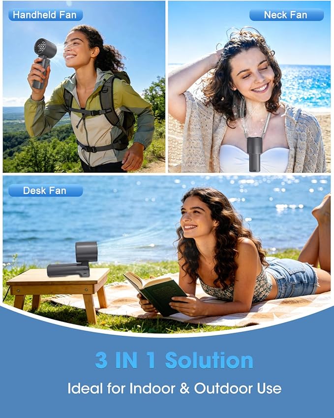 Ouddy Mode Portable Turbo Fan with Ice Cooler, Rechargeable Personal Handheld Fan, 100-Speed Up to 13Hrs Blowing Cold Air Hand Held Portable Pocket Fans