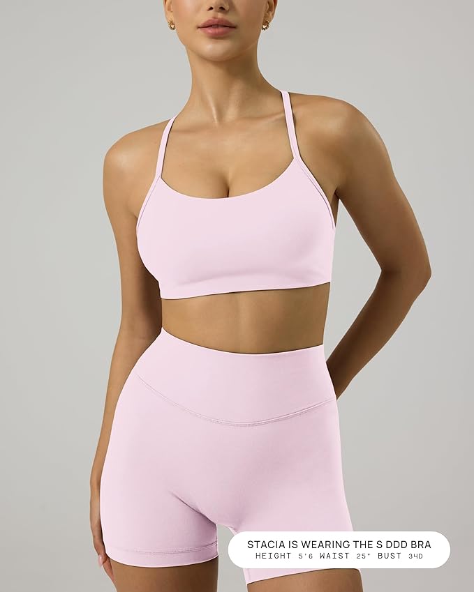 PAVOI ACTIVE Yoga Racerback Bras for Women - Buttery Soft Low Support Scoop Neck Y-Back Thin Strap Sports Bra - FlexFlow