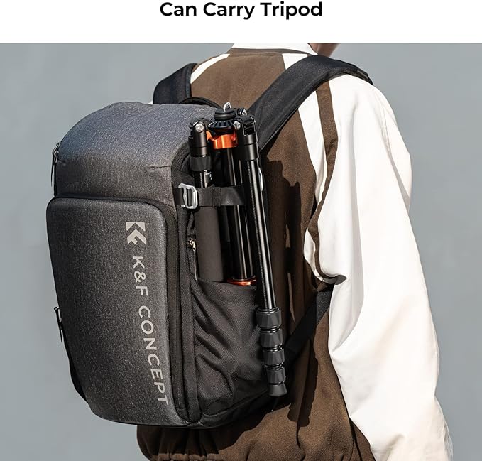 K&F CONCEPT Professional Camera Backpack, Large Photography Backpack Expandable to 25L, Quick Access&Water Resistant Camera bags with Rain Cover&Tripod Holder for Canon/Nikon/Sony/DJI/DSLR Mirrorless