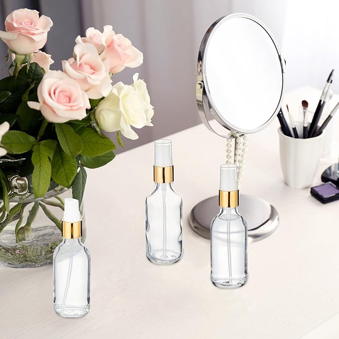 Tessco for you 1 Pcs 30/60/100 ml Glass Spray Bottles Frosted Empty Perfume Bottle Atomizer Refillable Clear Bottle with Fine Mist Sprayer Pump for Room Face Travel Business (Clear,2 oz)