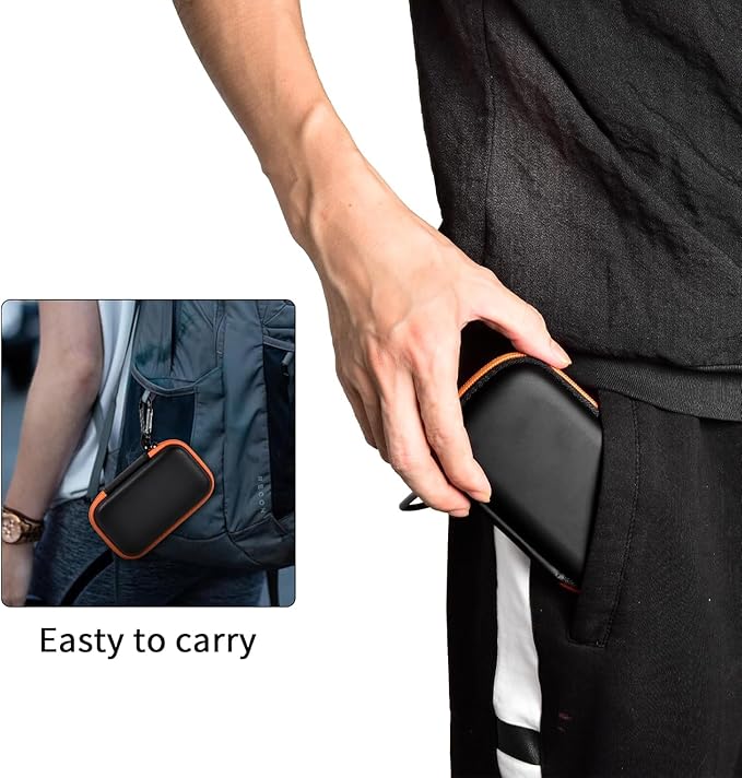 PAIYULE SSD Case for SanDisk Extreme Portable SSD Old & New Model and Extreme PRO,Hard Shell Protective Storage Bag, Fits 1TB 2TB 4TB 8TB External Solid State Drive for Travel (Orange SD Card Pocket)
