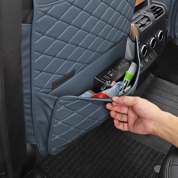 TAIKOO Seat Back Protector w/Dual Pockets,Guards Seats from Kicks & Scuffs | Keeps seat backs looking new for a long time. Easy to install and clean. 2-piece set, size: 30in × 18in × 0.2in
