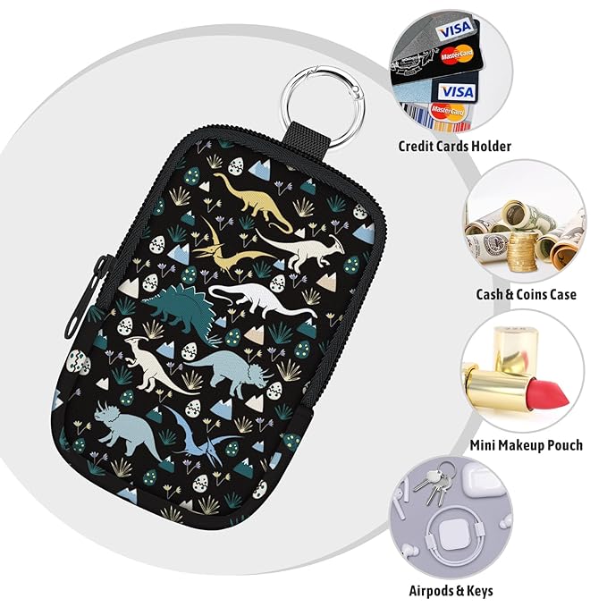 Cute Dinosaur Hand Sanitizer Spray Case, Hand Sanitizer Holder Zippered Pouch, Fashion Accessory with Snap Hook for Glow Mist and Power Mist 1FL OZ