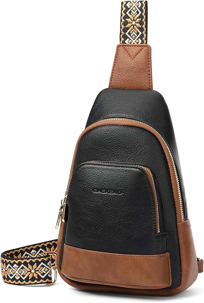 GAEKEAO Small Crossbody Sling Bag for Women Trendy Crossbody Purse Vegan Leather Fanny Packs Chest Bag Backpack