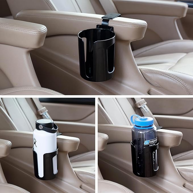 LITTLEMOLE 2PCS Large Car Door Cup Holder, Vehicle Armrest Cup Holder for Almost Any Size Bottle or Can