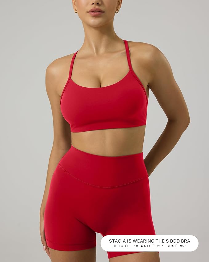 PAVOI ACTIVE Yoga Racerback Bras for Women - Buttery Soft Low Support Scoop Neck Y-Back Thin Strap Sports Bra - FlexFlow