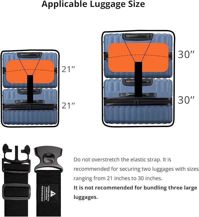 Luggage Straps 3 PCS for Suitcases, Connector Strap with Heavy Duty Lockable Buckle Connect 2 Suitcases, a Luggage Hook with Velcro Fixing Travel Accessories, Bags, a Bag Strap Adding a Backpack