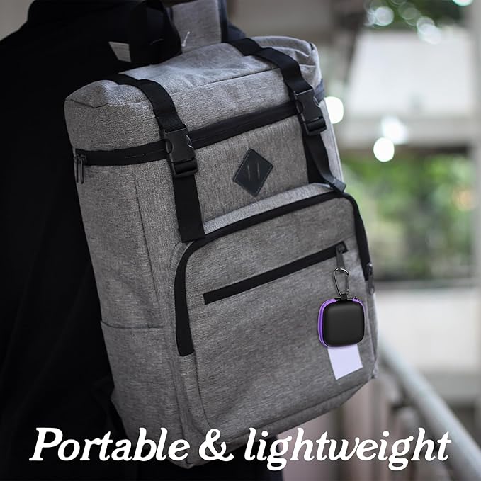 2 Pcs Square Earbud Case EVA Carrying Case Storage Bag with Carabiner Earbud Bag Cell Phone Accessories Organizer for Earbuds in-Ear Headphones Earpieces Earphones Headsets Green Purple