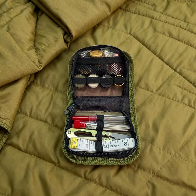 Military Sewing Kit for Adults, Army Emergency Survival Sewing Kit with Buttons for Men Women, Nylon Portable Small Sew Kits Repair Tools for Travel Field EDC & Outdoor Use (Army Green)
