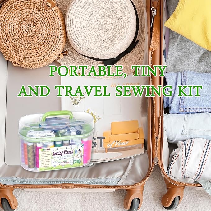40 Spools of Sewing Thread,Gift Box Portable Basic Sewing Repair Kits (Green)