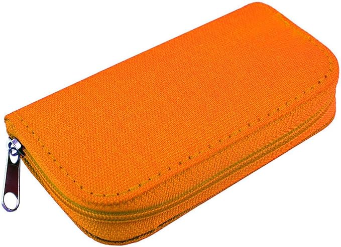 Memory Card Case - Carrying Case Suitable for Micro SD, Mini SD and 4X CF, Card Holder Bag Wallet for Media Storage Organization (Orange)