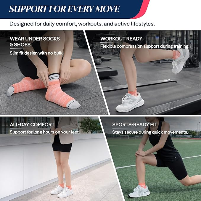 COOLMATE Ankle Support Light Compression Socks for Women and Men, Toeless Arch Support Sleeve for Running, Walking, Workout