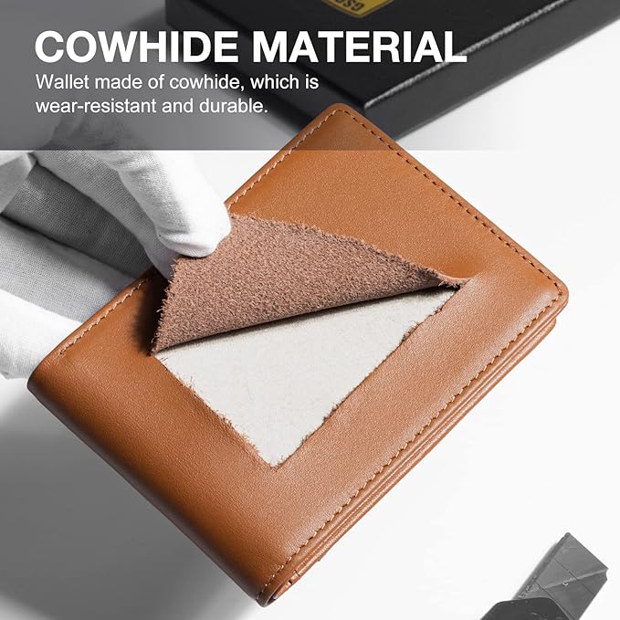 GSOIAX Slim Wallet for Men Rfid Blocking Leather Bifold Front Pocket Carbon Fiber Men's Money Clips Credit Card Holder With Gift Box