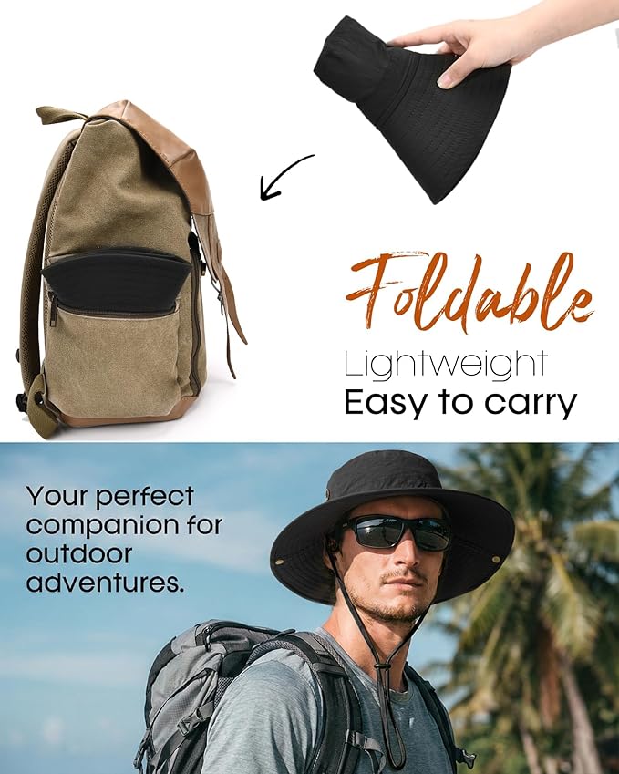 FURTALK Sun Hats for Men Fishing Hat UPF 80+ Foldable Wide Brim Outdoor Hiking Beach Summer Hats