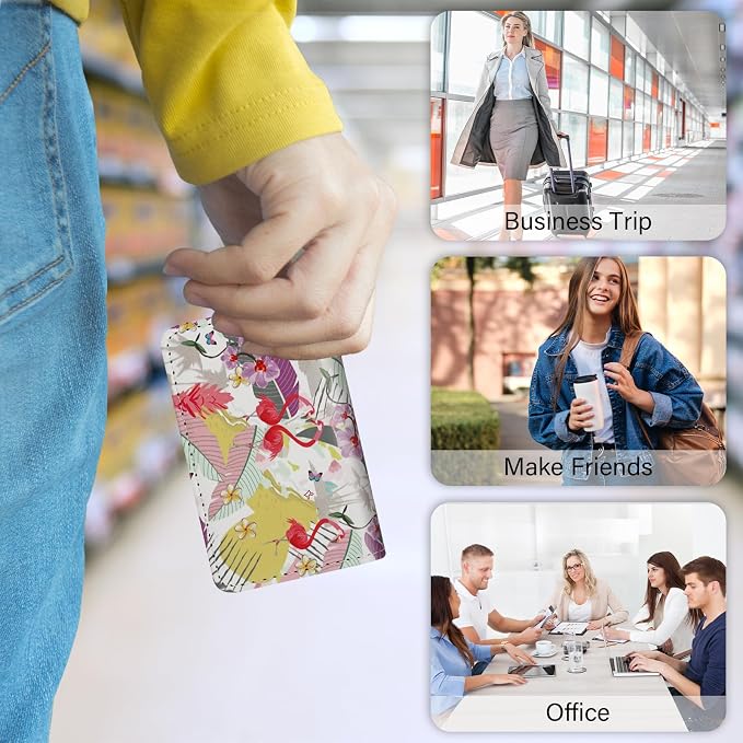 Business Card Holder,PU Leather Business Card Case Color Printing Pattern Card Holder Wallet,Pockets Magnetic Credit Card Holders for Men and Women - Rose Flowers