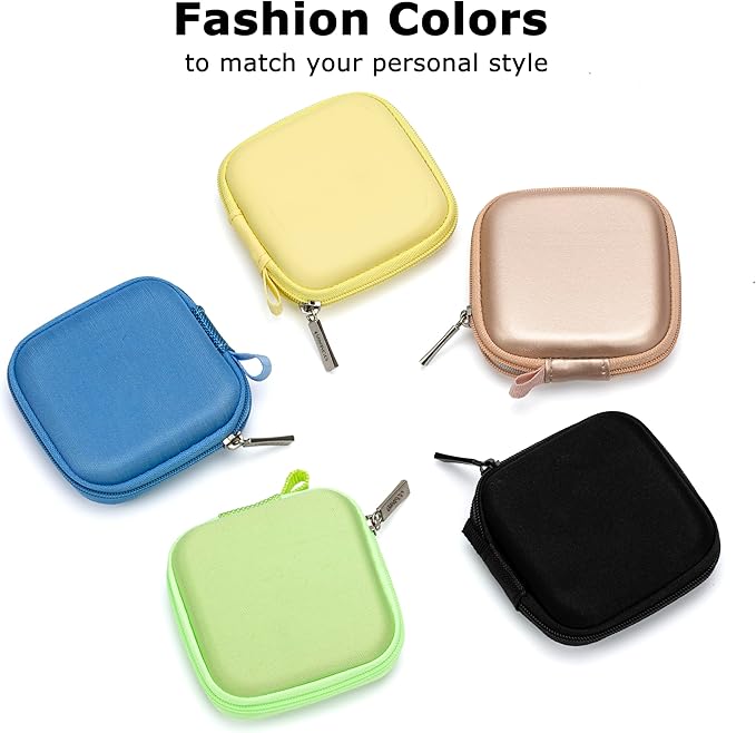 Ginsco Mini-Portable Hard Shell Square Earbuds Case for Apple EarPods/Samsung Galaxy Wired/Wireless Earbuds, Cell Phone Accessories Organizer with Carabiner for Earphones Tech Pouch