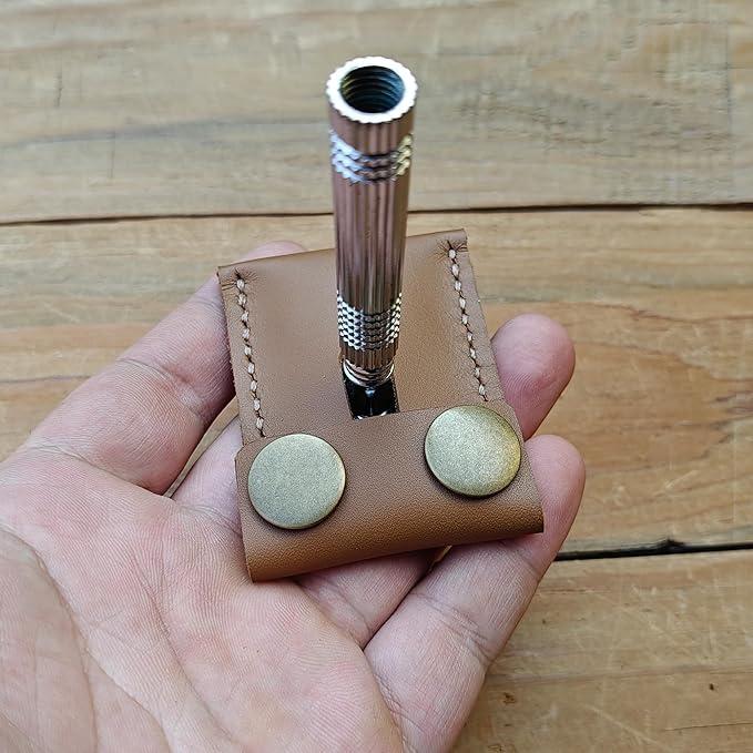 Handmade Leather Safety Razor Cover, Double Edge Head Case, Travel Protection Accessory (Yellow)