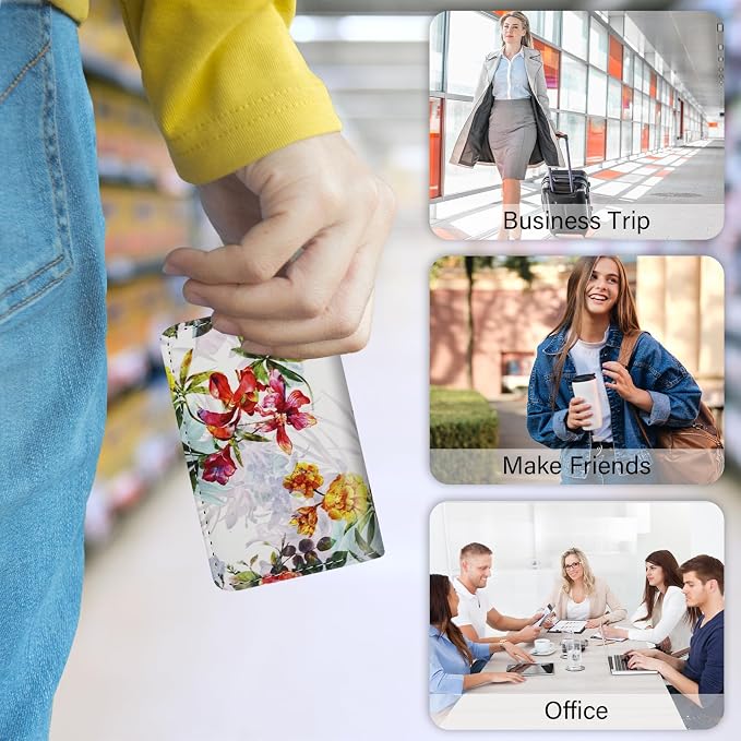 Business Card Holder,PU Leather Business Card Case Color Printing Pattern Card Holder Wallet,Pockets Magnetic Credit Card Holders for Men and Women - Flamingo