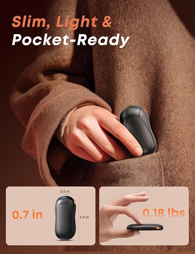JIJ Rechargeable Hand Warmers 2 Pack - 8000mAh Electric Hand Warmers