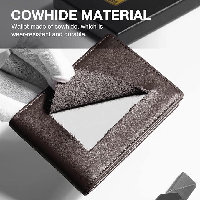 GSOIAX Slim Wallet for Men Rfid Blocking Leather Bifold Front Pocket Carbon Fiber Men's Money Clips Credit Card Holder With Gift Box