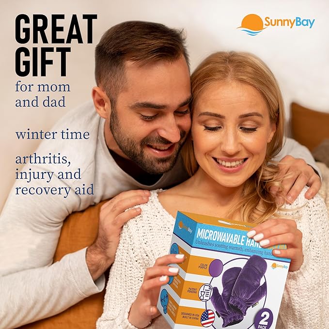 SunnyBay Microwavable Heated Hand Warmer Gloves for Women and Men, Weighted Arthritis Gloves for Women for Pain, Stay-on Wrist Elastic and Bulk-Free Grip for Maximum Functionality, Pair(Small)