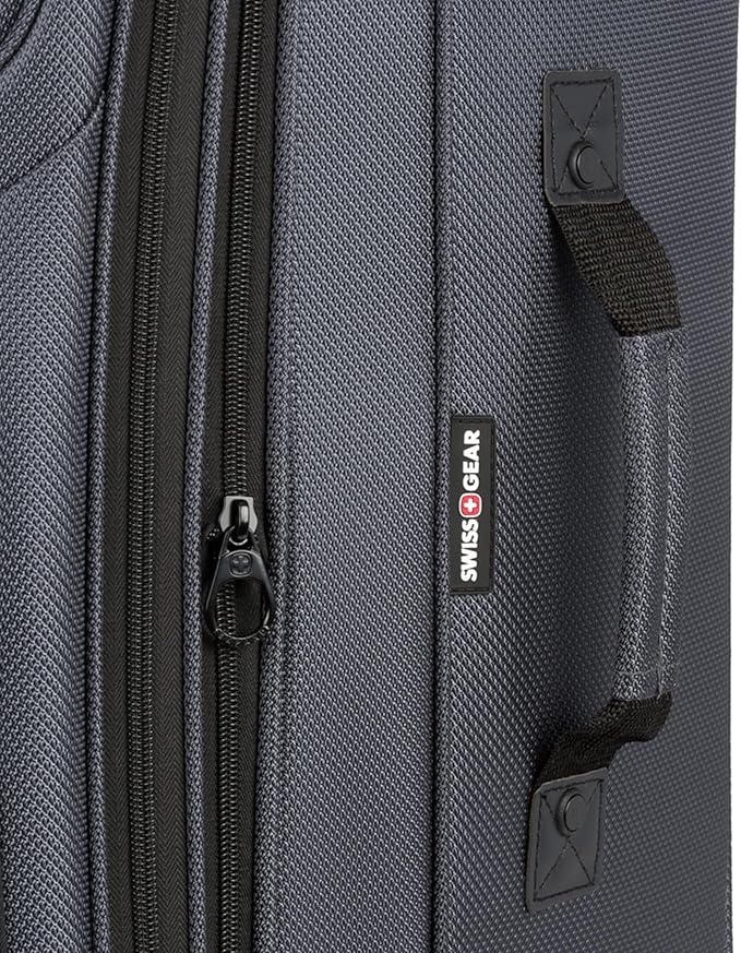 SWISSGEAR Sion Softside Expandable Spinner Luggage Durable Lightweight Travel Suitcase, Dark Grey, 3-Piece Set (Carry-On/Medium/Large)