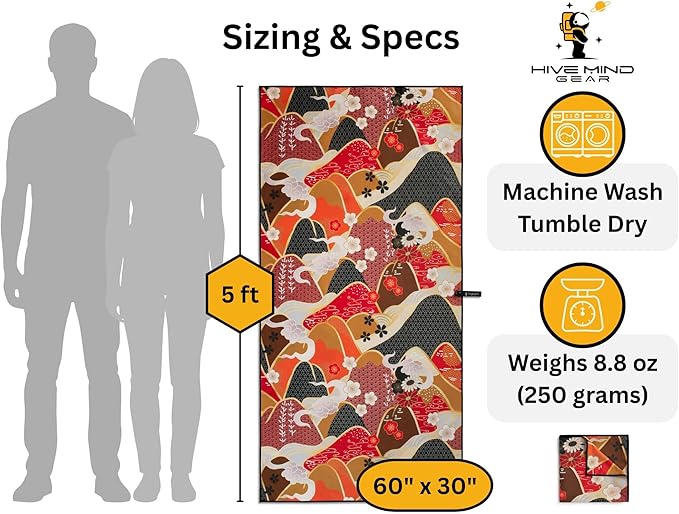 Travel Towel – Packable, Lightweight, Quick-Dry, Fade Resistant, Sand-Repellent – Soft Microfiber Towel for Travel, Backpacking, Beach, Pool, Outdoors – Double-Sided Print – 60” x 30”