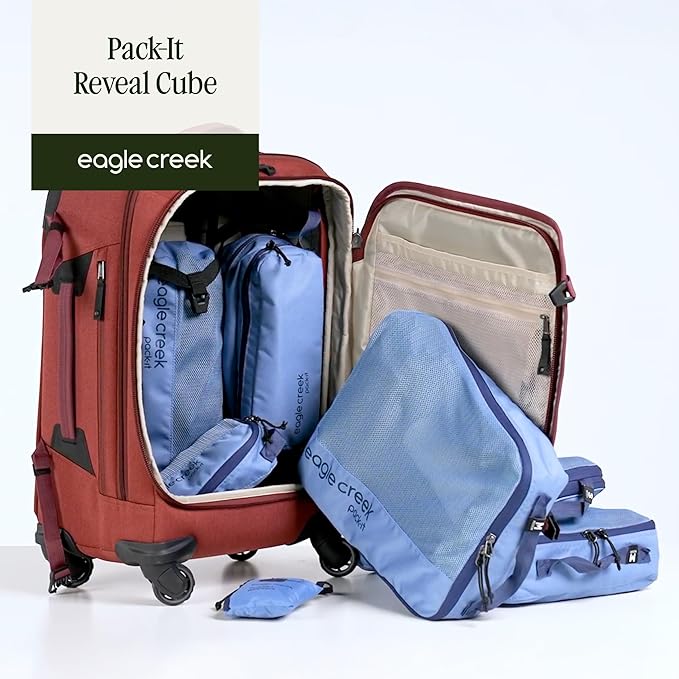 Eagle Creek Pack-It Reveal Cube Set - Packing Cubes for Compartmentalizing Luggage - Durable - Ultra-Lightweight - Water-Resistant - Easy Grab Zipper Pull - Mesh Windows - Storm Grey - XS/S/M