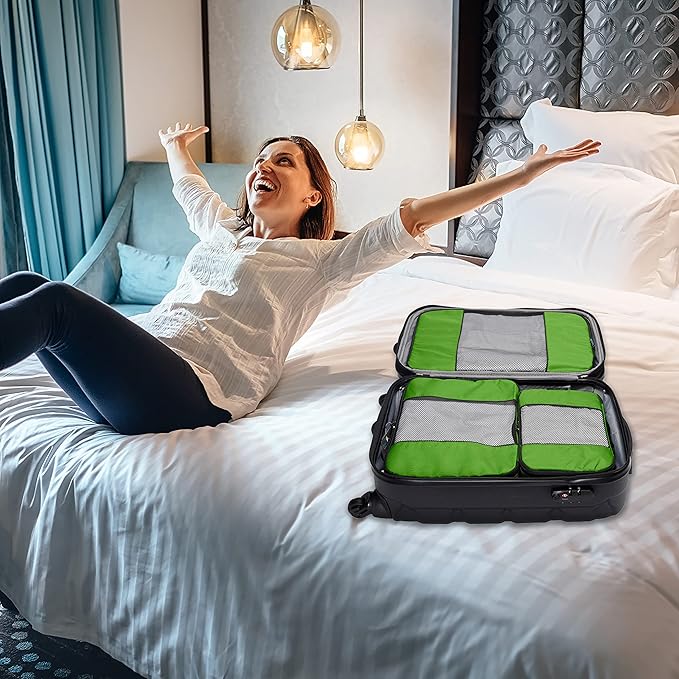 Travel Wise Packing Cubes for Travel - 5 Piece Set with Pattern Design, Lightweight Ripstop Nylon Luggage Organizers with Mesh Panel, Small Medium Large Sizes