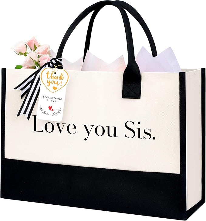 BAGAIL Initial Tote Bag, Personalized Birthday Gifts for Women, Teacher, Friends, Mom, Wedding, Monogrammed Beach Bag