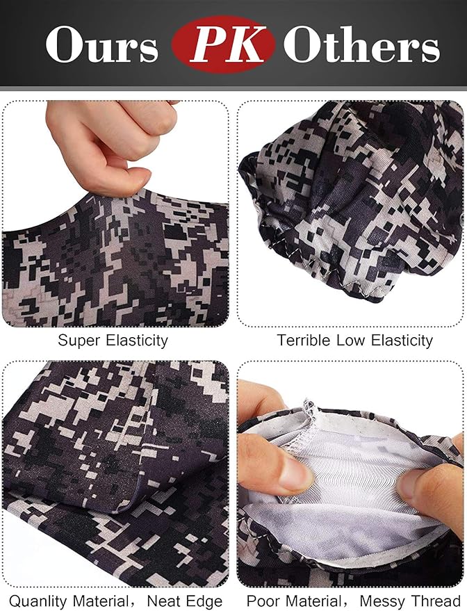 9 Pairs Unisex UV Protection Sleeves Arm Cooling Ice Silk Arm Cover Sleeves (Camouflage, Black)