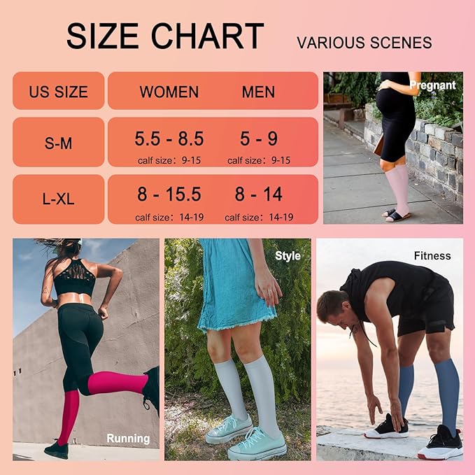 4 Pairs Compression Socks for Women Circulation-Best Support for Nurses,Running,Athletic,Travel